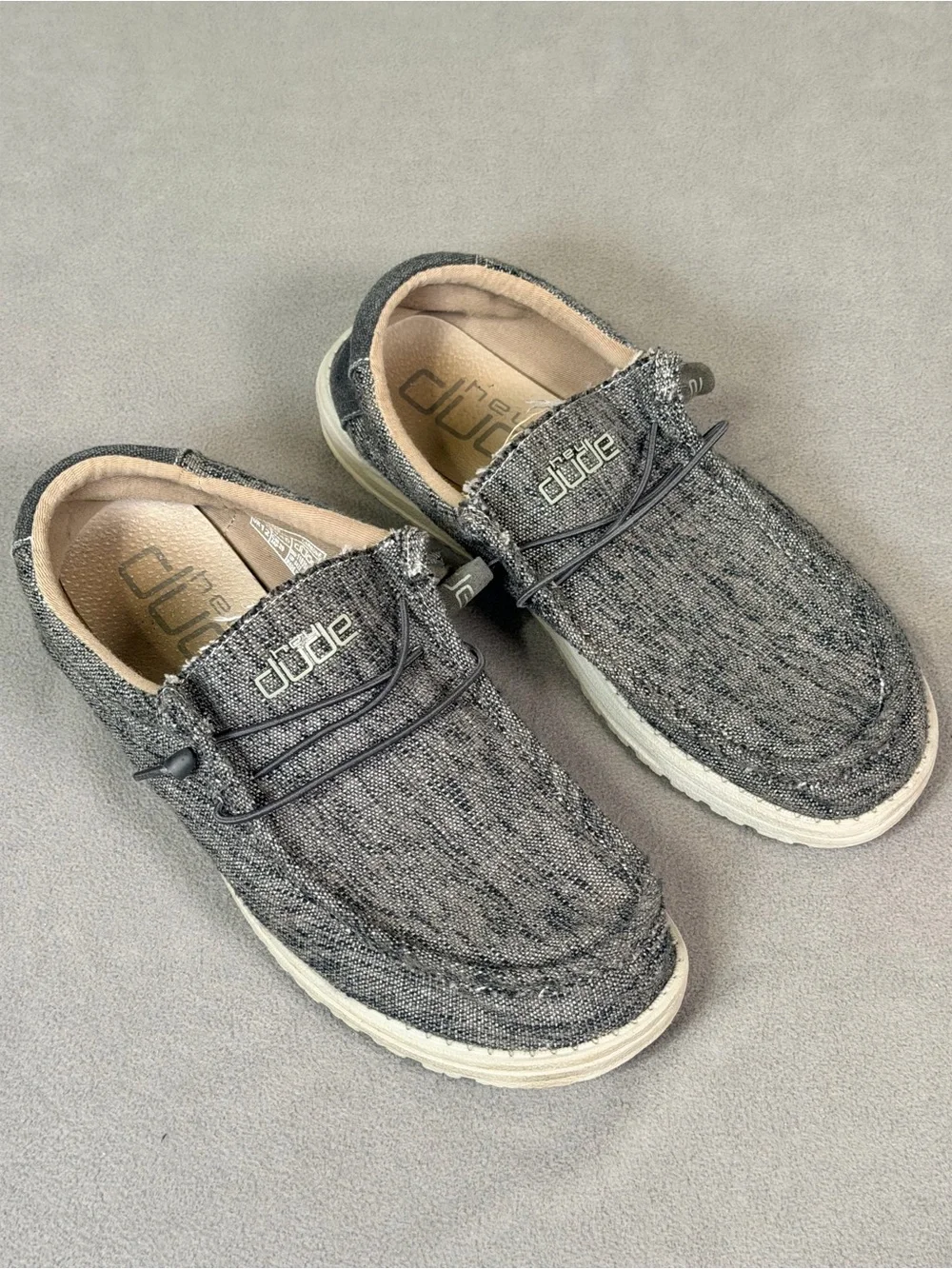 Hey Dude Men’s Grey Canvas Slip-On Loafers- Size 13 - Picture 1 of 6